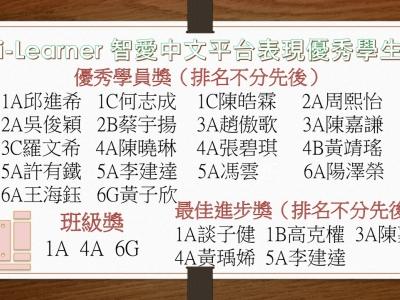 i-Learner網上學習平台3月優秀學生名單